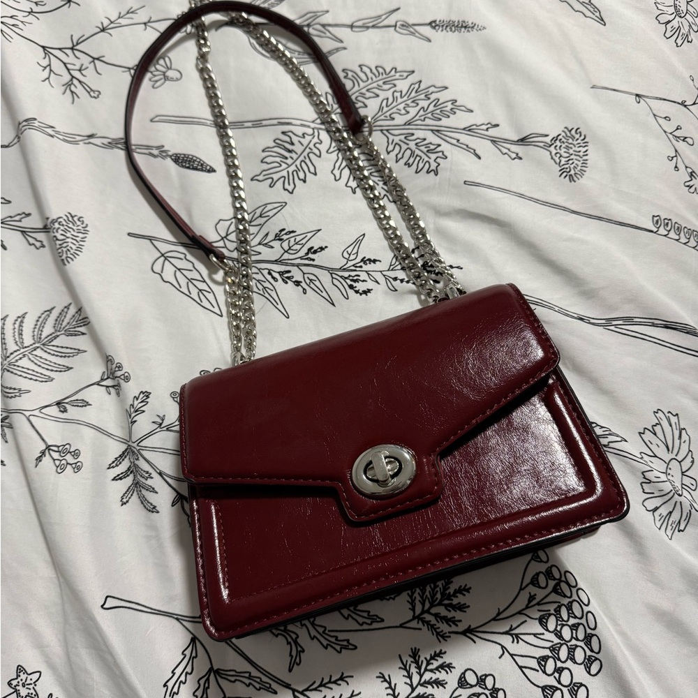 Stradivarius  Burgundy Leather Shoulder Bag